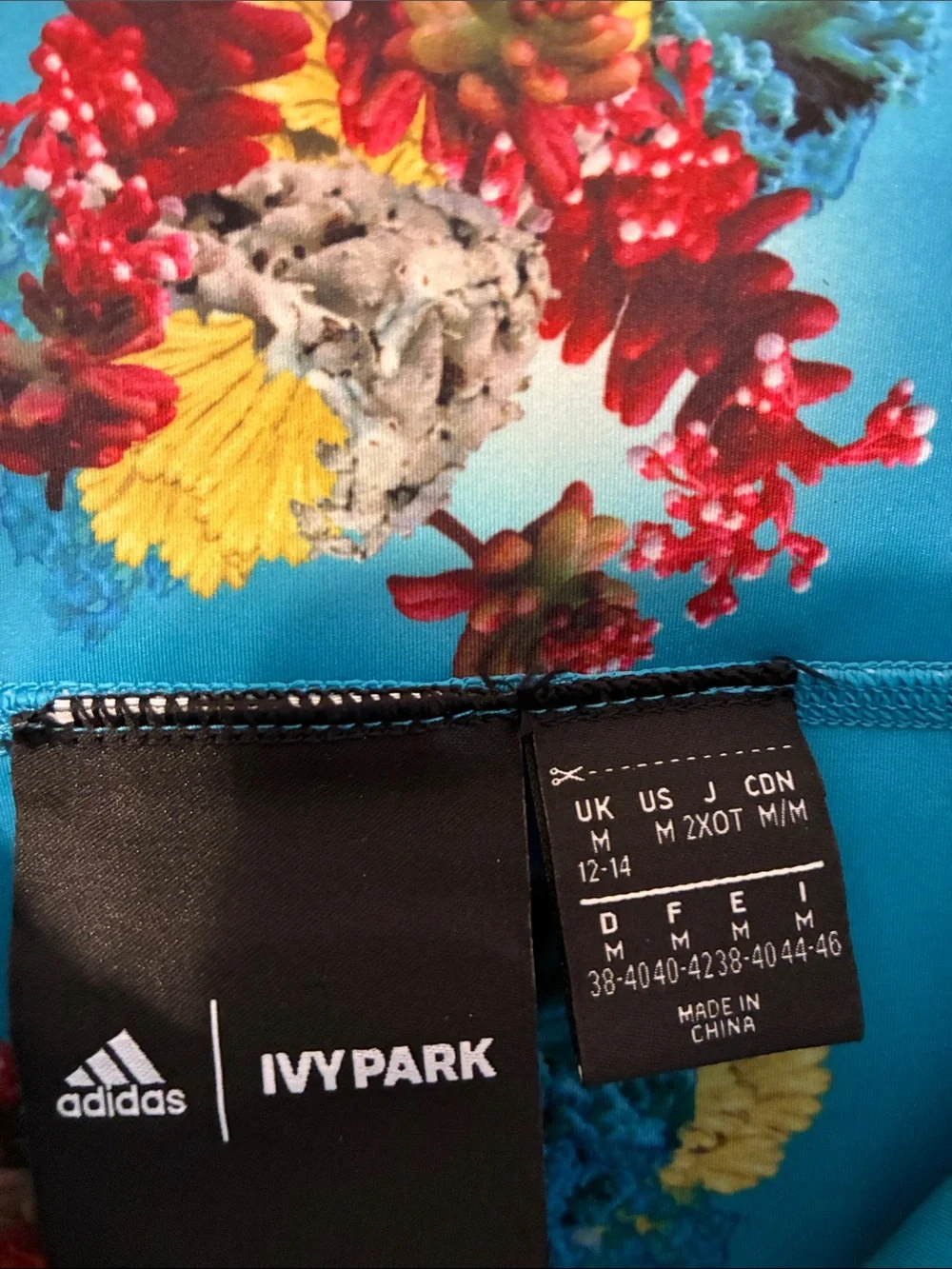 Adidas × Ivy Park Ivytopia leggings blue coral high rise size medium